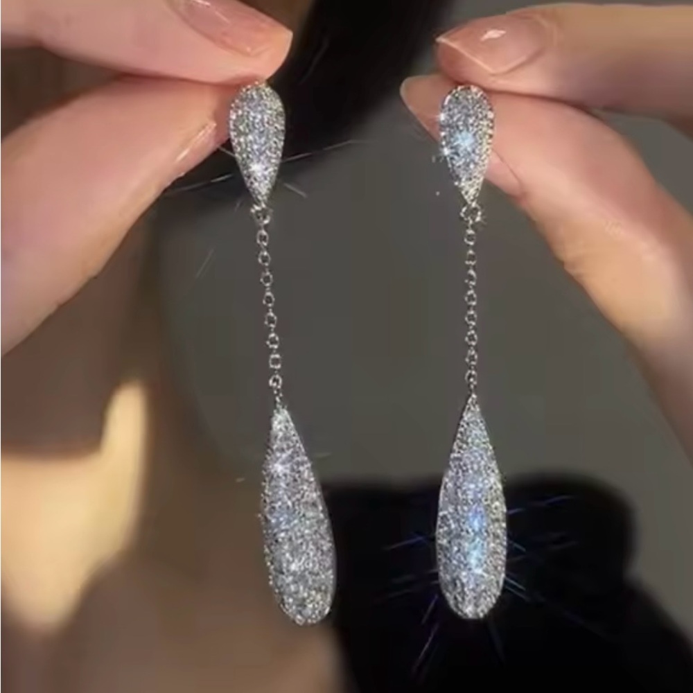 14k 3.5ct Art Deco Dangle Earrings - Picture 4 of 11